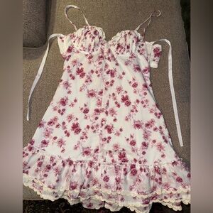 Floral Mini Dress with Pink Accents